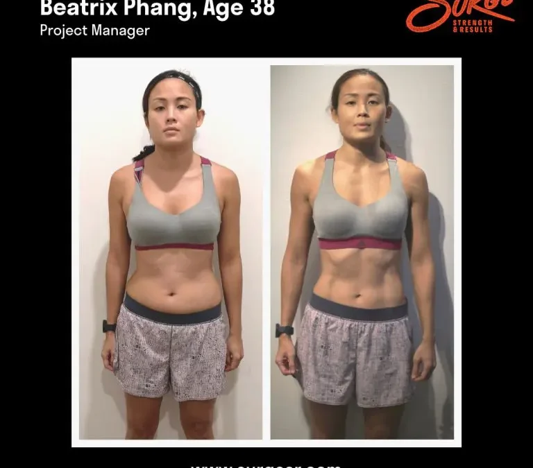 Beatrixs Transformation Story 1 768x768 1.jpg | Best Personal Training Fitness Gym Singapore | Surge PT: Strength & Results
