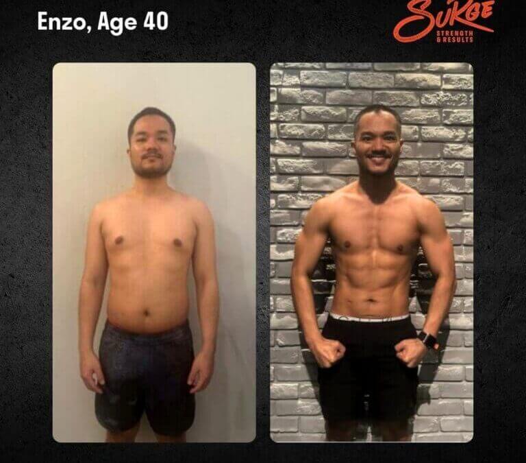 Enzo | Best Personal Trainer Fitness Gym In Singapore | Surge PT: Strength & Results Enzo Before and after 768x768 1 | Best Personal Training Fitness Gym Singapore | Surge PT: Strength & Results