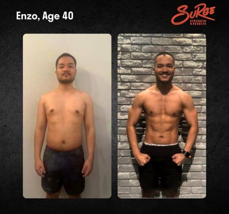 Enzo | Best Personal Trainer Fitness Gym In Singapore | Surge PT: Strength & Results Enzo Before and after 768x768 1 | Best Personal Training Fitness Gym Singapore | Surge PT: Strength & Results